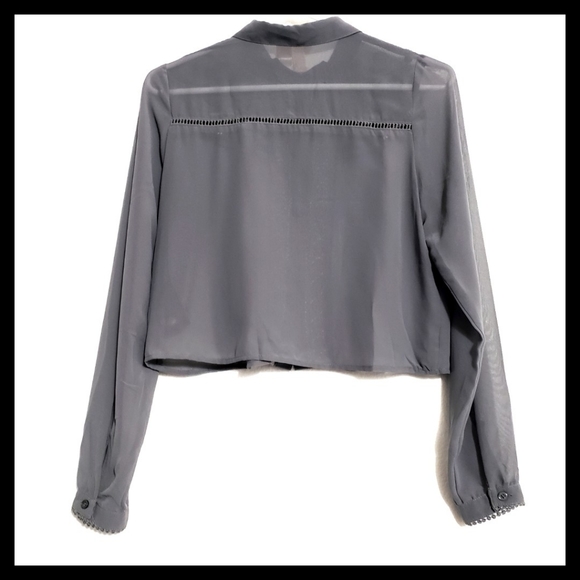 H&M Divided:Size:6/Gray Sheer Embroider Blouse - Picture 2 of 6